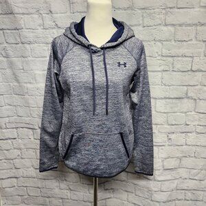 UNDER ARMOUR S LOOSE COLDGEAR BLUE MARLED KANGAROO POCKET DRAWSTRING HOODIE